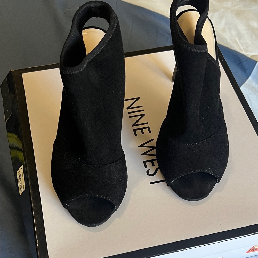 Nine West Black Peep-Toe Heels